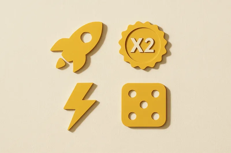 Grid of instant game symbols on cream linen background