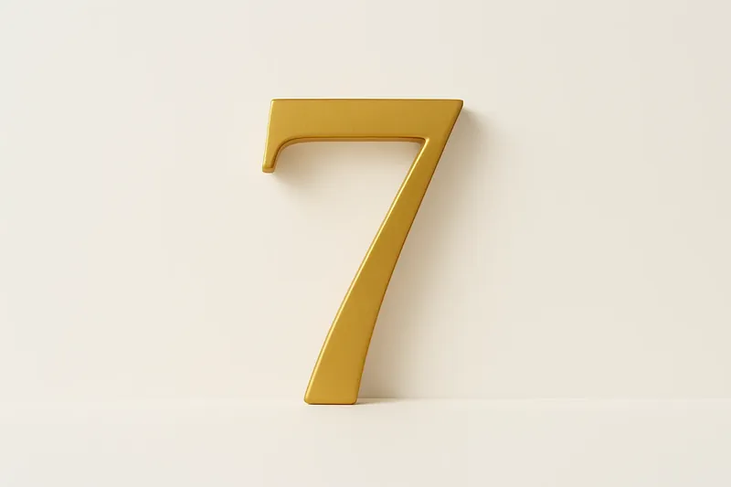 Single large golden seven symbol on cream background with soft shadow